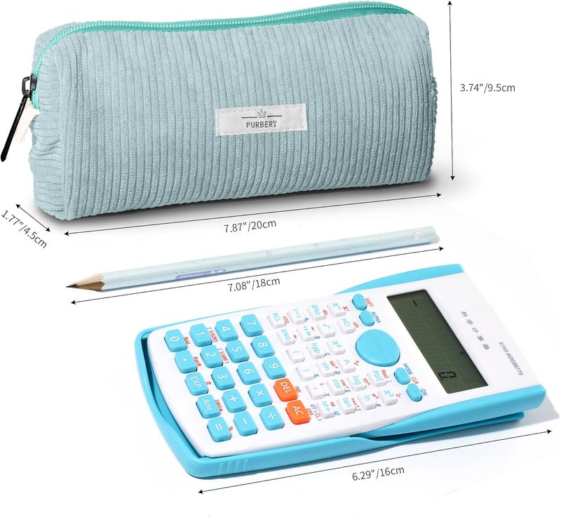 Purbert Pencil Bag Pen Case, Soft Corduroy Small Pencil Pouch Organizer with Zipper, Cute Pencil Case Pouch Stationery for Girls and Boys – Light Blue - Image 3